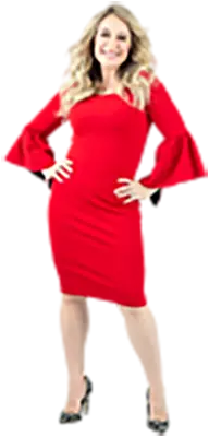 Jheri South in red dress